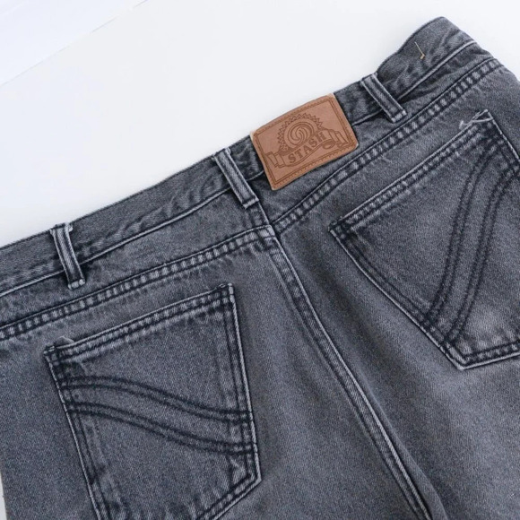 Vintage Stash Black Slight Fade High Waisted Straight Leg Denim Jeans Size 38X30 - Picture 12 of 12